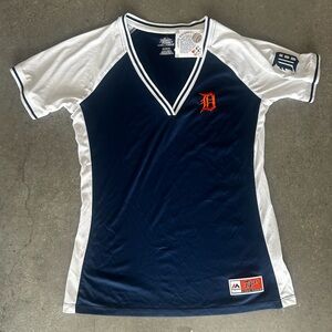 Majestic Navy and White V-Neck Jersey